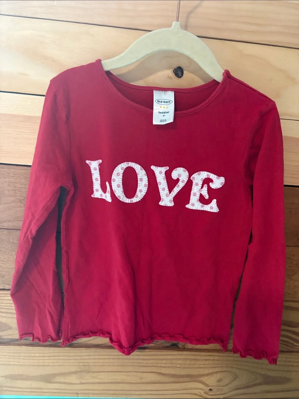 Old Navy Red Long-Sleeve Kids Tee with 'LOVE' Applique